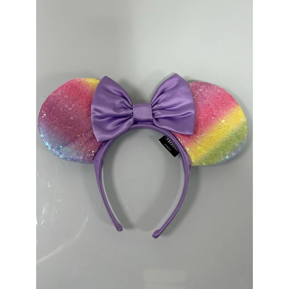 Disney‎ Minnie Ears Lot 5 Headbands Rainbow Rose Gold Sequin Bundle